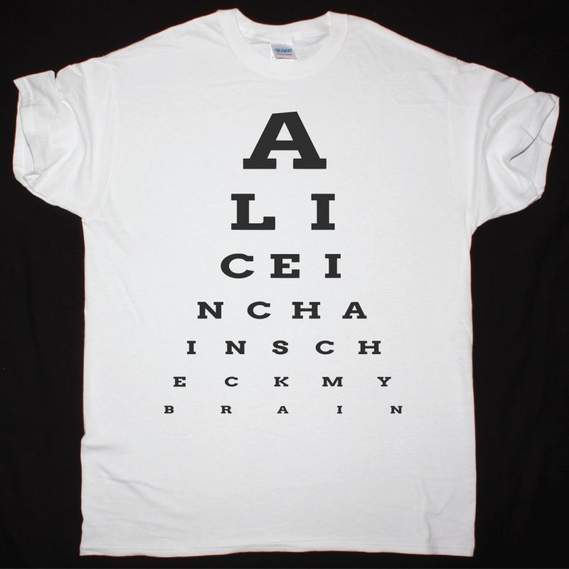 ALICE IN CHAINS EYE CHART (CHECK MY BRAIN) NEW WHITE T SHIRT