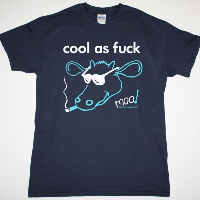INSPIRAL CARPETS COOL AS FUCK NEW NAVY T SHIRT