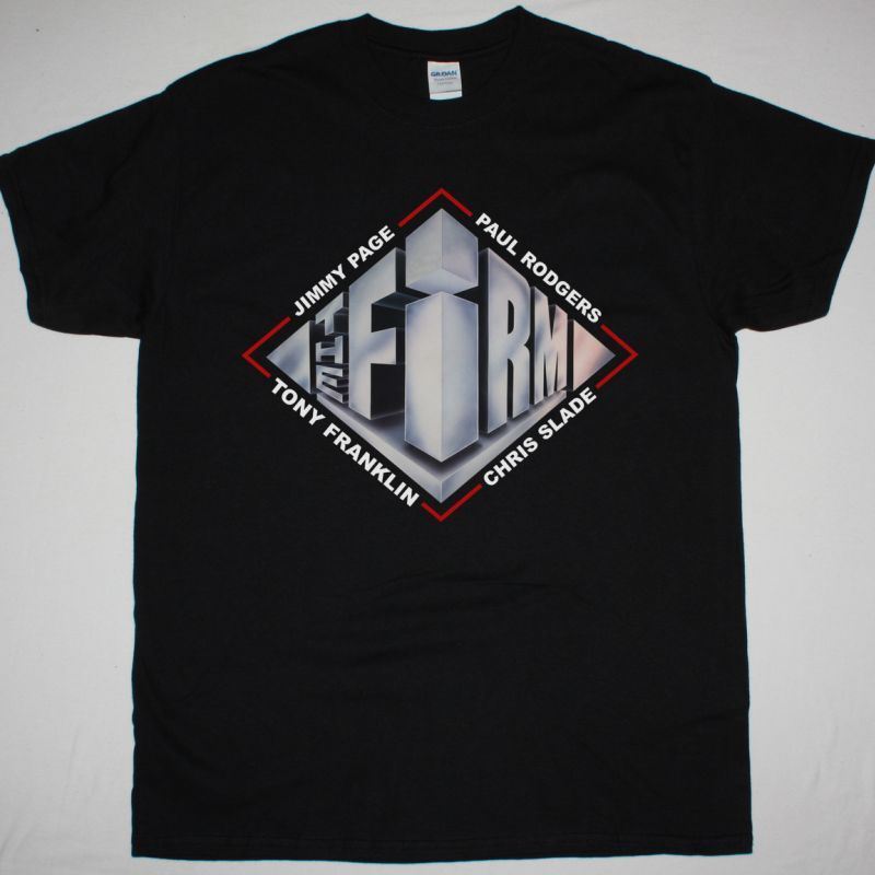 THE FIRM 1985 JIMMY PAGE PAUL RODGERS NEW BLACK T SHIRT
