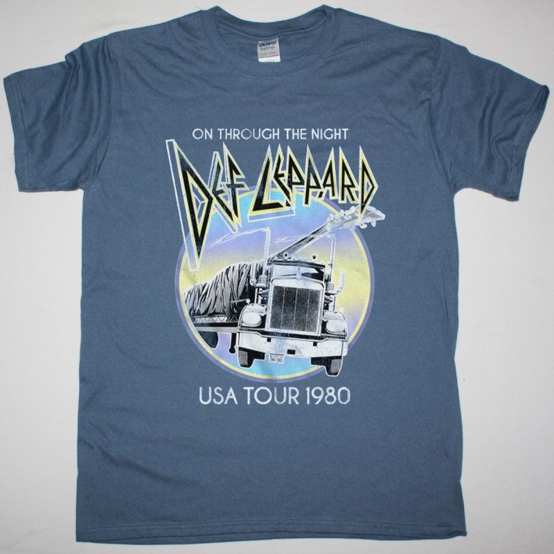 DEF LEPPARD ON THROUGH THE NIGHT USA TOUR 1980 NEW INDIGO BLUET SHIRT