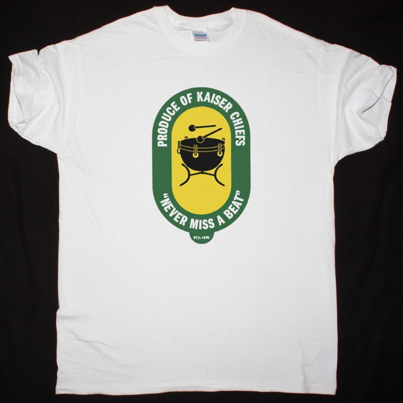 KAISER CHIEFS NEVER MISS A BEAT NEW WHITE T-SHIRT