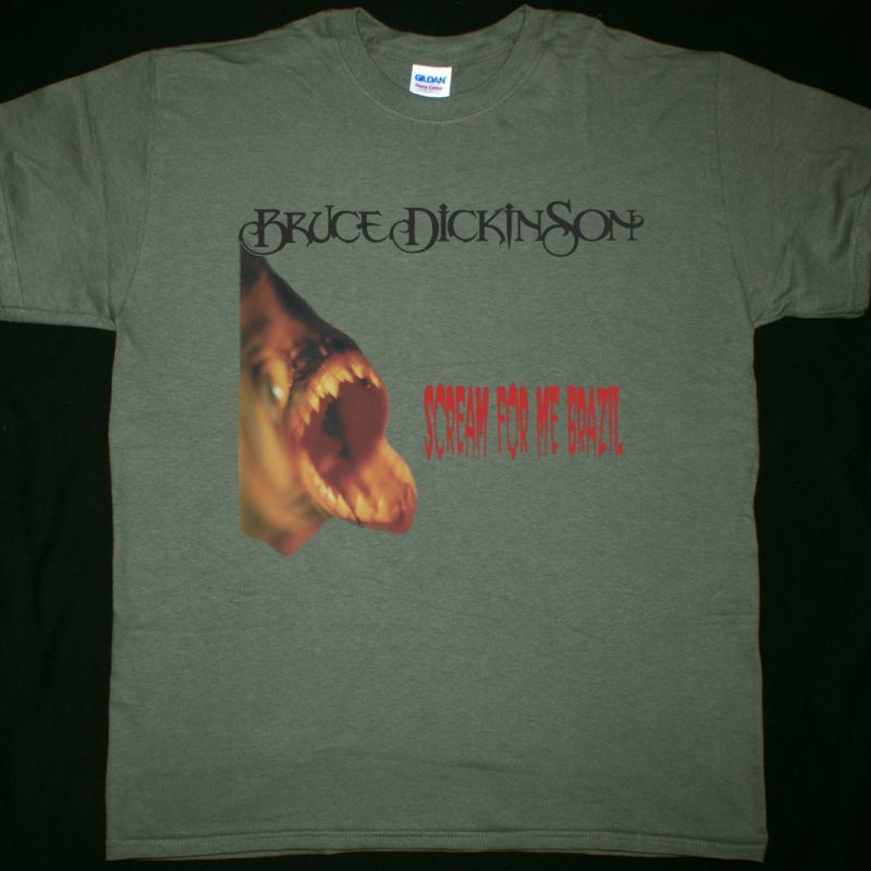 BRUCE DICKINSON SCREAM FOR ME BRAZIL NEW KAKHI T SHIRT