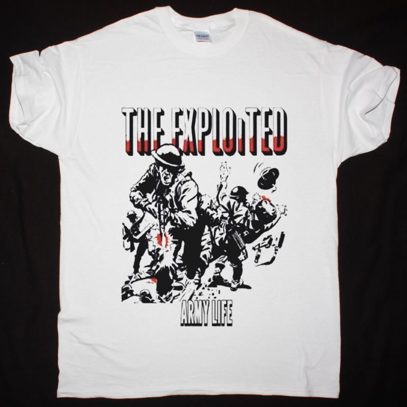 THE EXPLOITED ARMY LIFE NEW WHITE T SHIRT
