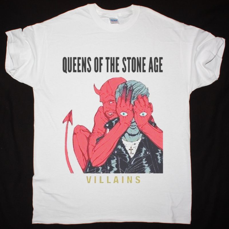 QUEENS OF THE STONE AGE VILLAINS NEW WHITE T-SHIRT