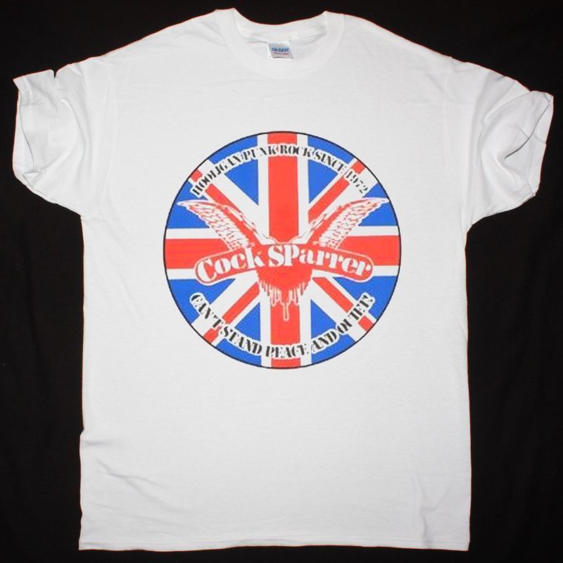 COCK SPARRER RUNNING RIOT CAN’T STAND NEW WHITE T SHIRT