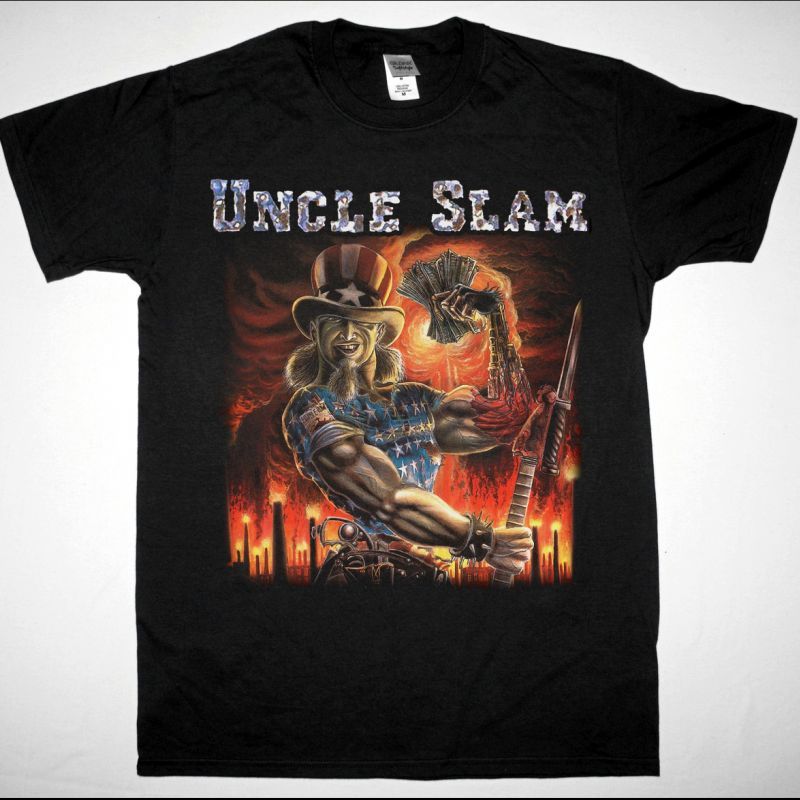 UNCLE SLAM SAY UNCLE 1988 NEW BLACK T-SHIRT