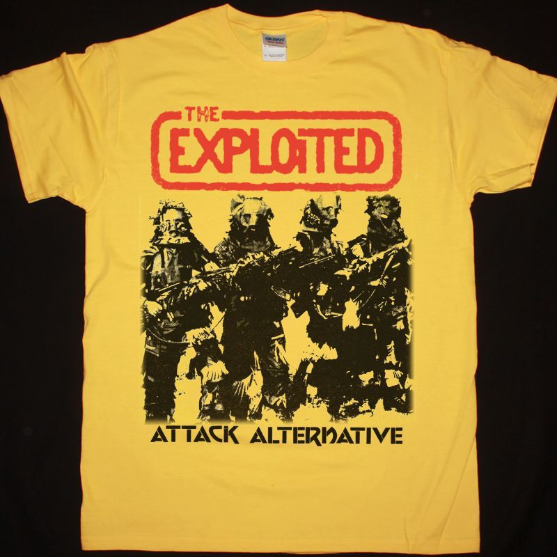 THE EXPLOITED ATTACK ALTERNATIVE NEW YELLOW T SHIRT