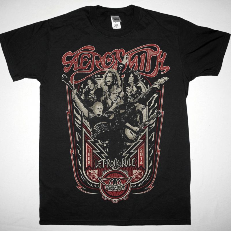 AEROSMITH LET ROCK RULE 2014 TOUR NEW BLACK TSHIRT