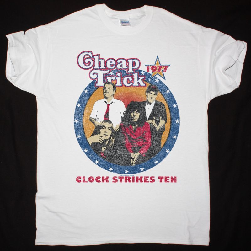 CHEAP TRICK CLOCK STRIKES TEN NEW WHITE T-SHIRT