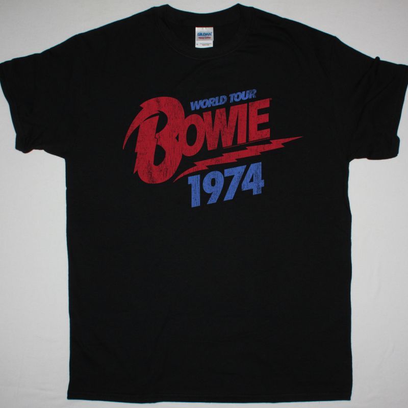DAVID BOWIE 1974 WORLD TOUR NEW BLACK T-SHIRT