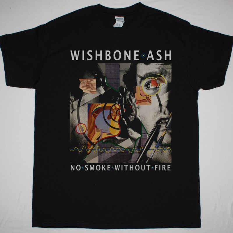 WISHBONE ASH NO SMOKE WITHOUT FIRE 1978 NEW BLACK T SHIRT