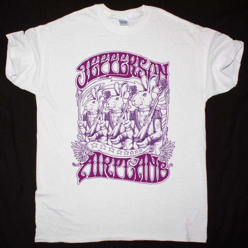 JEFFERSON AIRPLANE THREE RABITTS NEW WHITE T-SHIRT