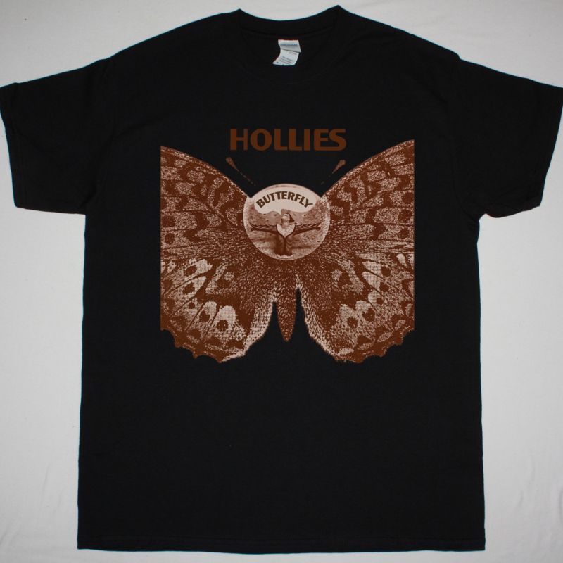 THE HOLLIES BUTTERFLY NEW BLACK T SHIRT