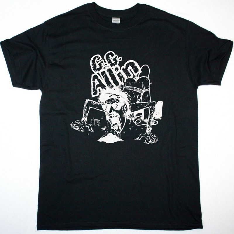 GG ALLIN JEFF CLAYTON NEW BLACK T SHIRT
