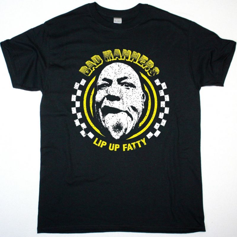 BAD MANNERS HEAD LIP UP FATTY LOGO NEW BLACK T-SHIRT