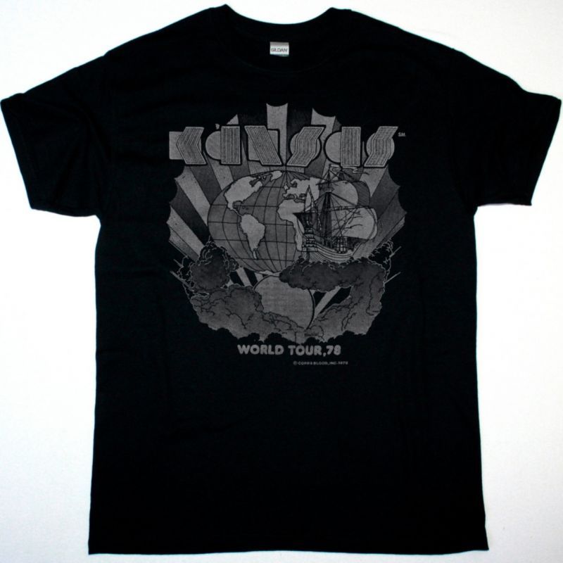 KANSAS WORLD TOUR 1978 NEW BLACK T-SHIRT
