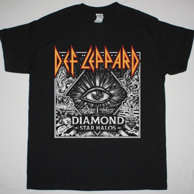 DEF LEPPARD DIAMONDS STAR HALOS NEW BLACK T SHIRT