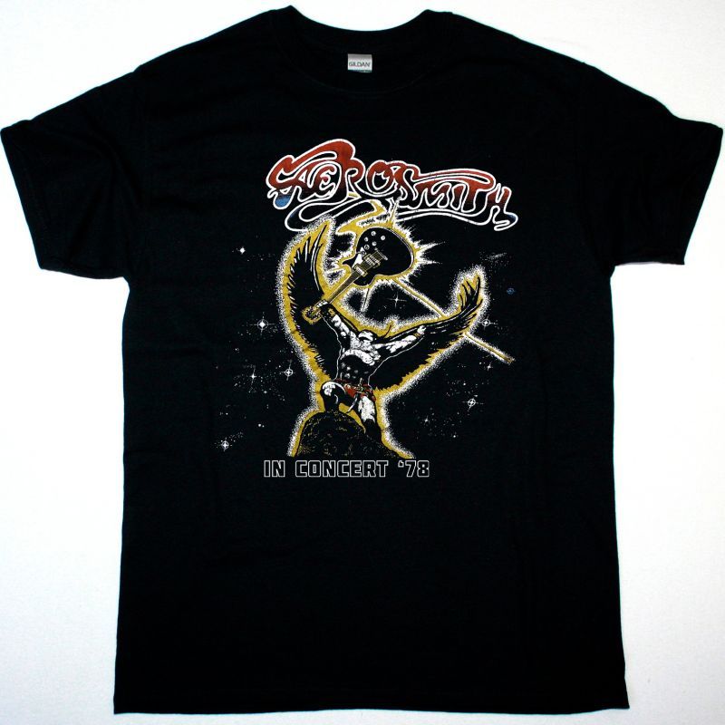 AEROSMITH IN CONCERT AMERICAN TOUR 1978 NEW BLACK TSHIRT
