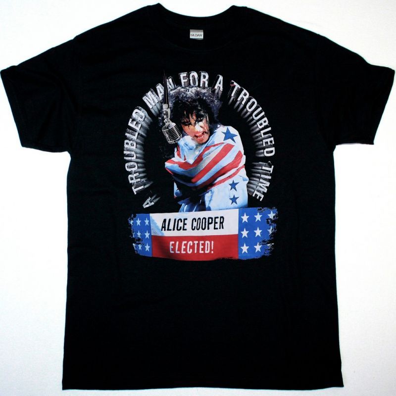 ALICE COOPER TROUBLED MAN FOR TROUBLED TIME NEW BLACK T SHIRT