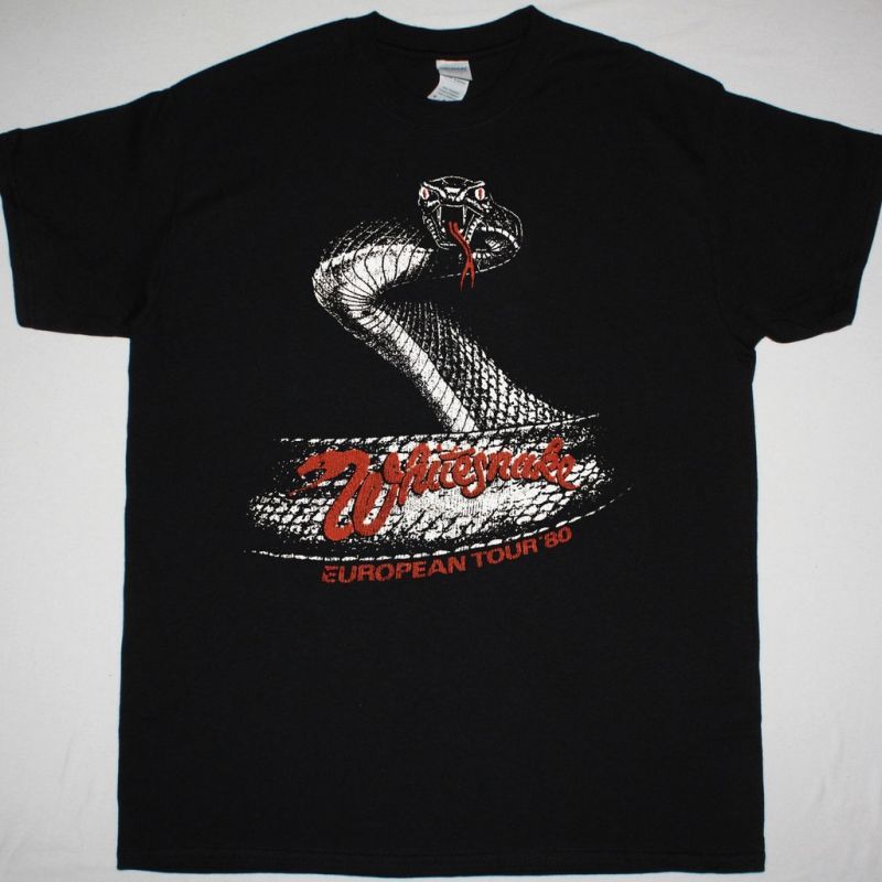 WHITESNAKE EUROPEAN TOUR 1980 NEW BLACK T-SHIRT