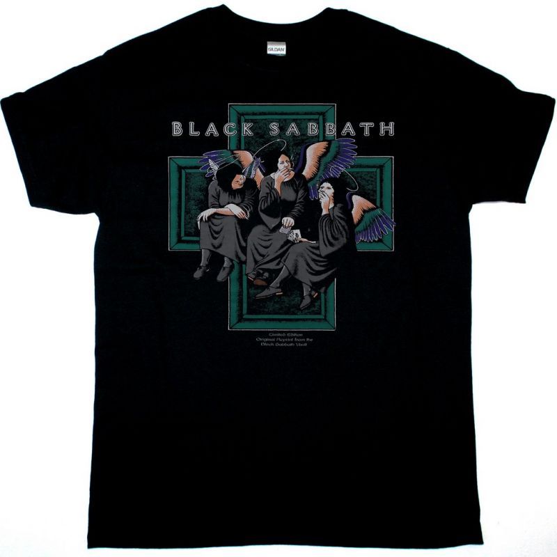 BLACK SABBATH SMOKING ANGELS VAULT NEW BLACK T-SHIRT