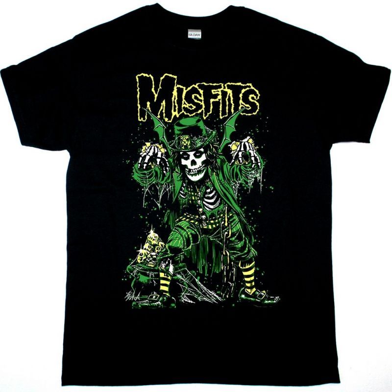 MISFITS LEPRECHAUN NEW BLACK T SHIRT
