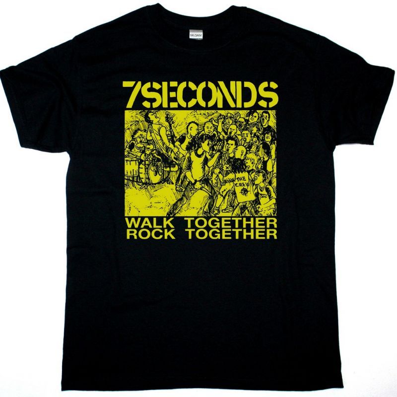 7 SECONDS WALK TOGHETHER ROCK TOGETHER NEW BLACK T SHIRT