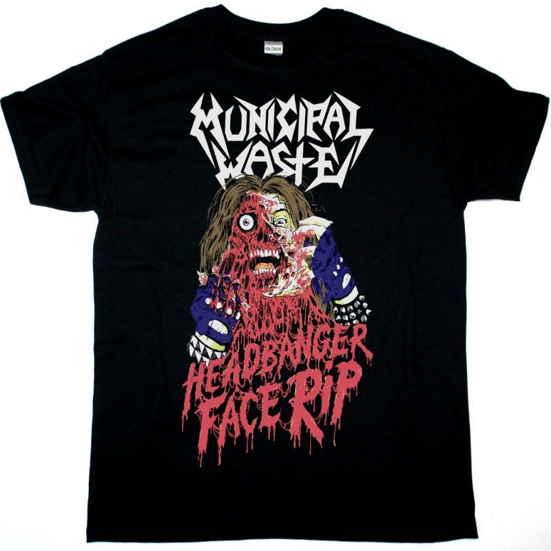 MUNICIPAL WASTE HEADBANGER FACE RIP NEW BLACK T-SHIRT