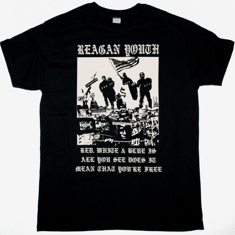 REAGAN YOUTH RED WHITE BLUE NEW BLACK T SHIRT