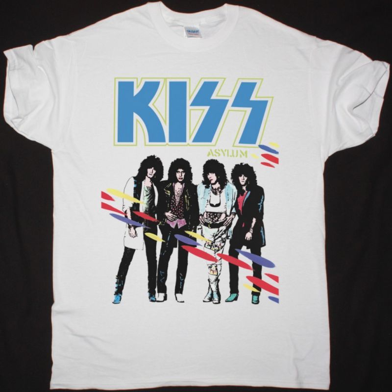 KISS ASYLUM BAND 1985 NEW WHITE T-SHIRT