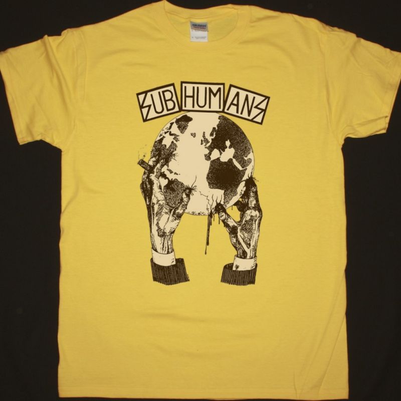 SUBHUMANS WORLDS APART NEW YELLOW T SHIRT
