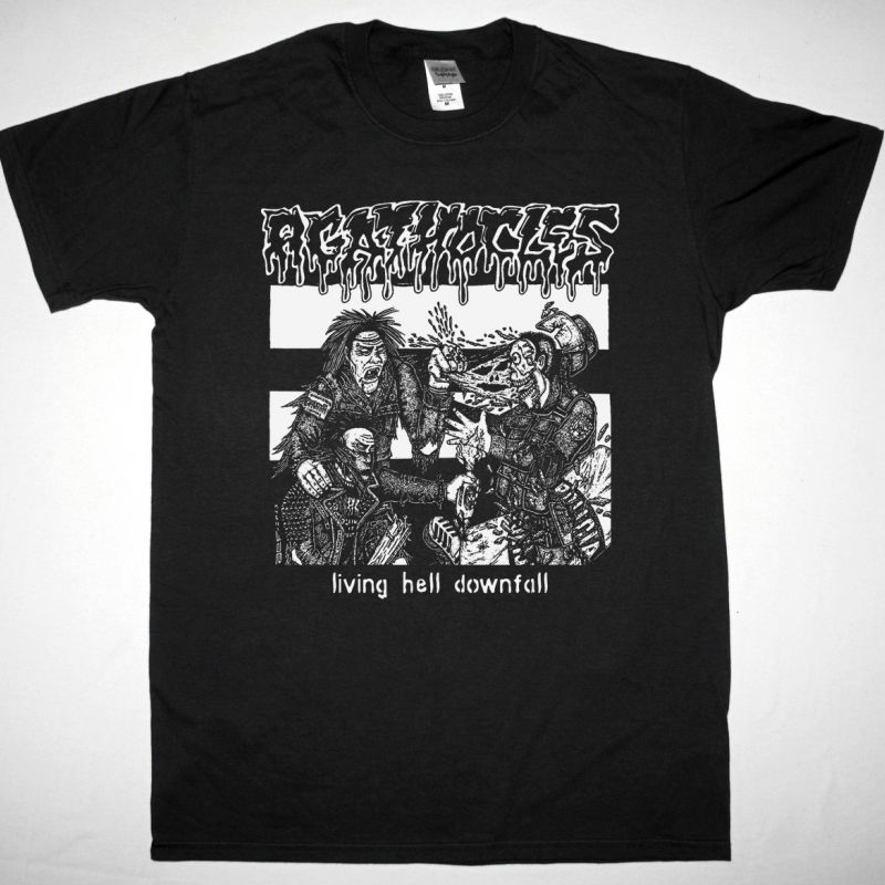 AGATHOCLES LIVING HELL DOWNFALL NEW BLACK T-SHIRT