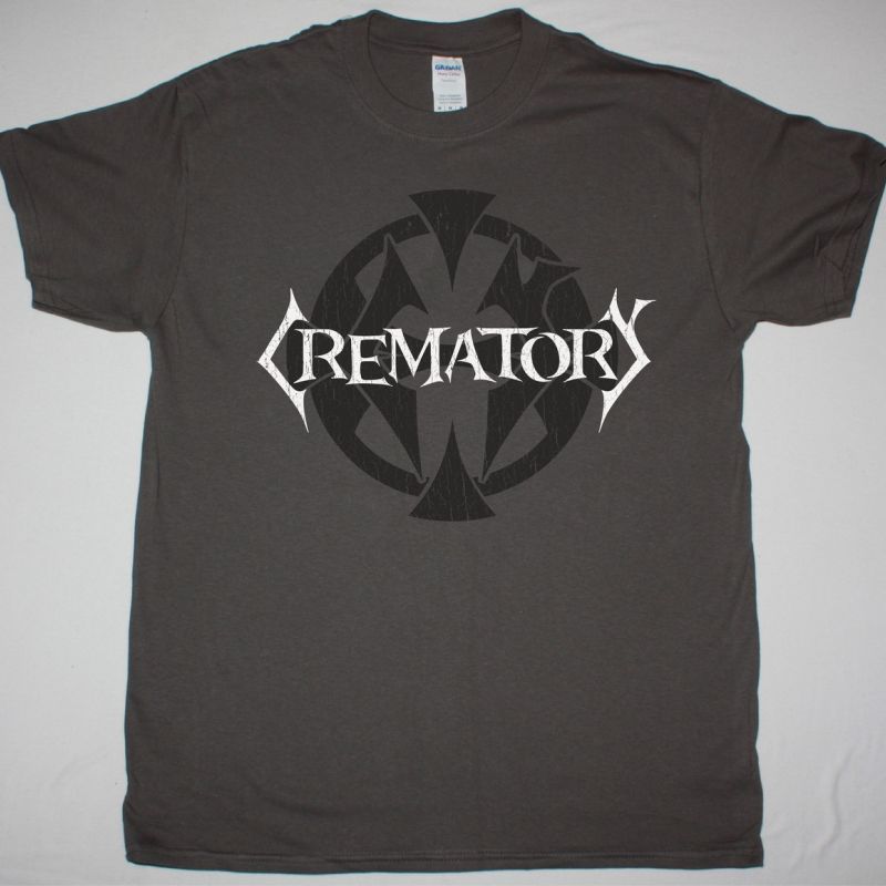 CREMATORY MONUMENT LOGO NEW GREY CHARCOAL T SHIRT