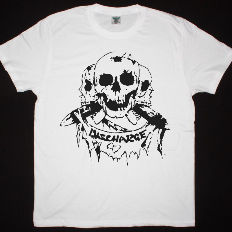 DISCHARGE SKULLS NEW WHITE T SHIRT