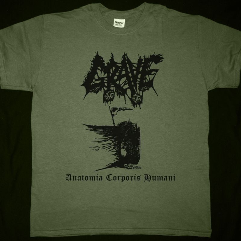 GRAVE ANATOMIA CORPORIS HUMANI NEW MILITARY GREEN  T-SHIRT