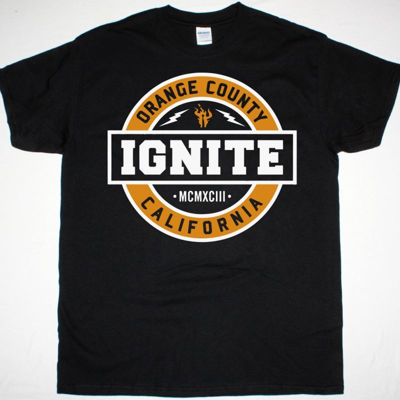 IGNITE ORANGE COUNTY CALIFORNIA NEW BLACK T SHIRT