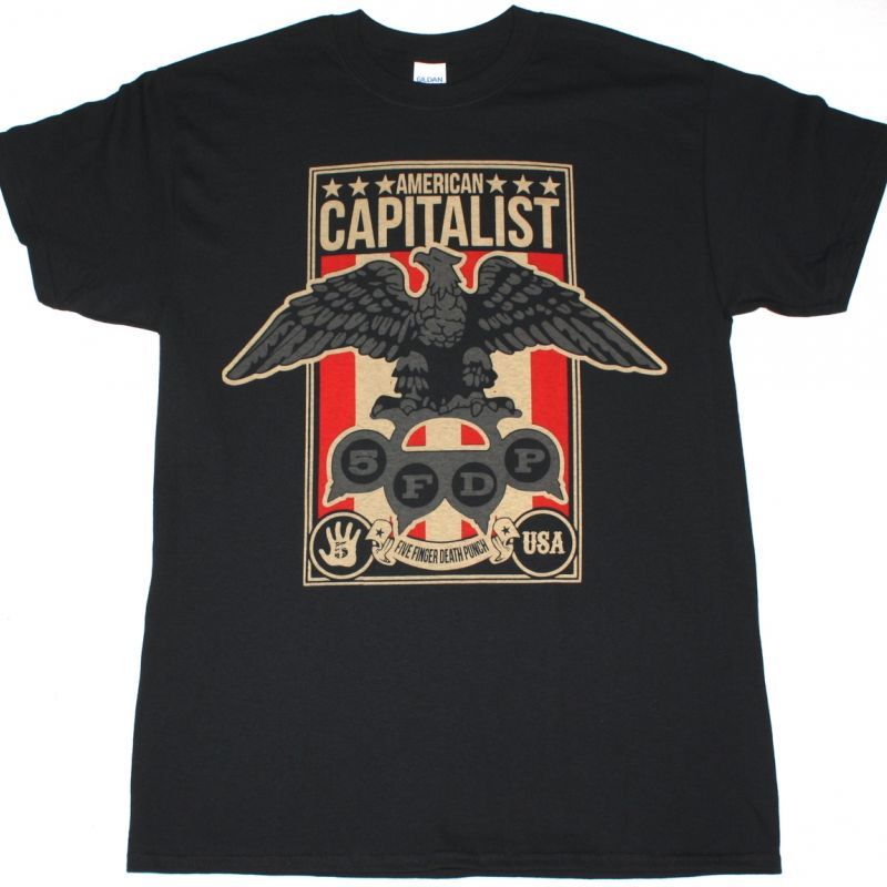 FIVE FINGER DEATH PUNCH AMERICAN CAPITALIST TOUR NEW BLACK T-SHIRT