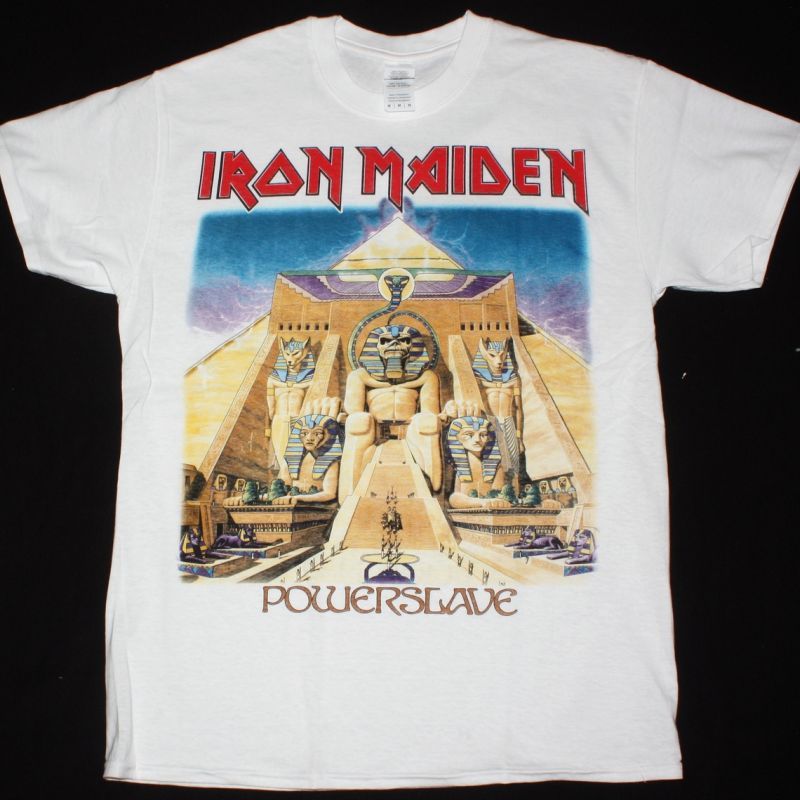 IRON MAIDEN POWERSLAVE 1984 NEW  WHITE T-SHIRT
