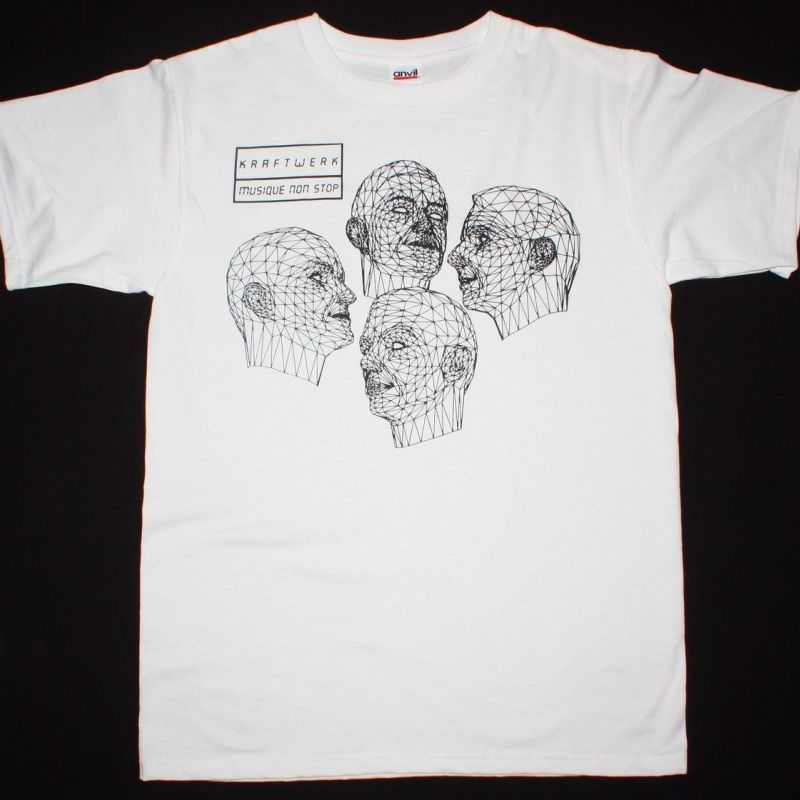 KRAFTWERK MUSIQUE/MUSIC NON STOP NEW WHITE RARE T-SHIRT