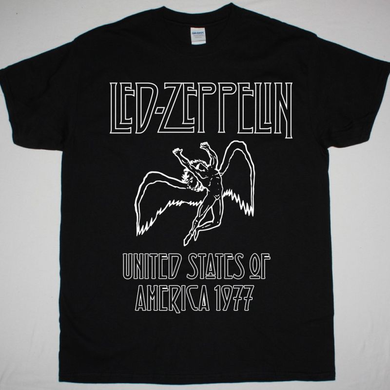 LED ZEPPELIN UNITED STATES OF AMERICA 1977 NEW BLACK T SHIRT