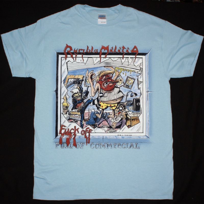 RUMBLE MILITIA FUCK OFF COMMERCIAL NEW LIGHT BLUE T-SHIRT