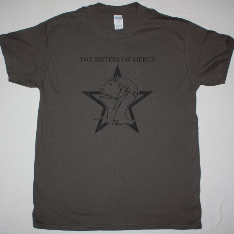 THE SISTERS OF MERCY DISTRESSED LOGO NEW GREY CHARCOAL T-SHIRT