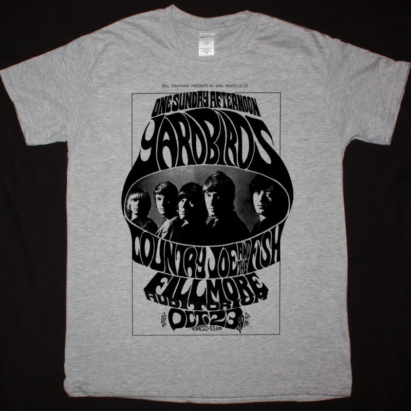 THE YARDBIRDS FILLMORE AUDITORIUM POSTER NEW SPORT GREY T SHIRT