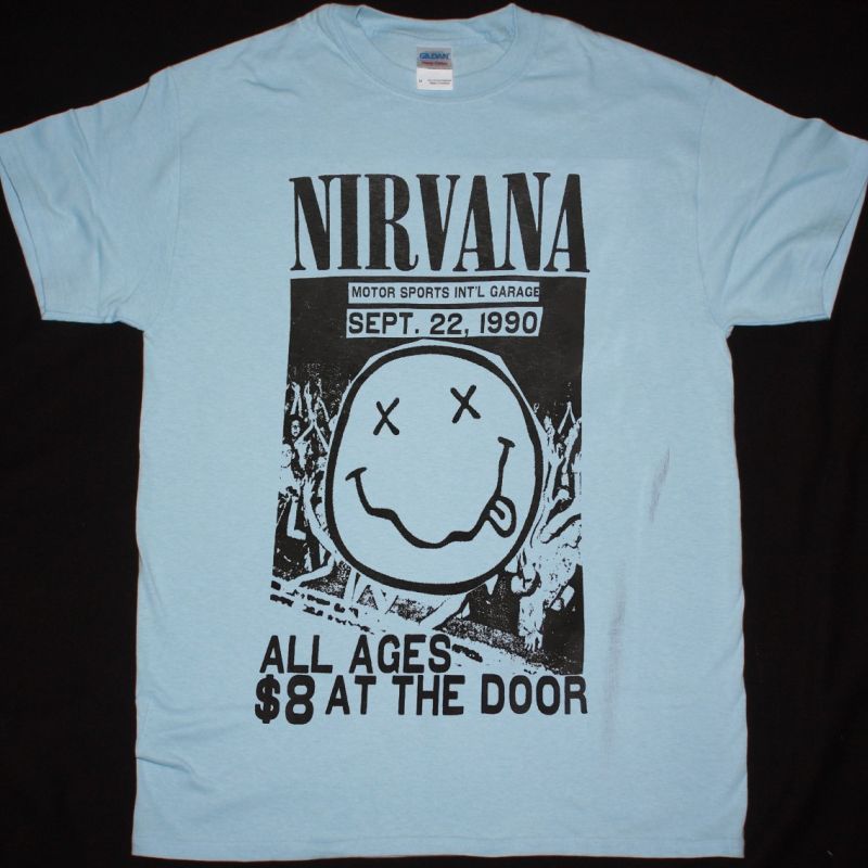 NIRVANA CONCERT 1990 TEE NEW LIGHT BLUE T-SHIRT