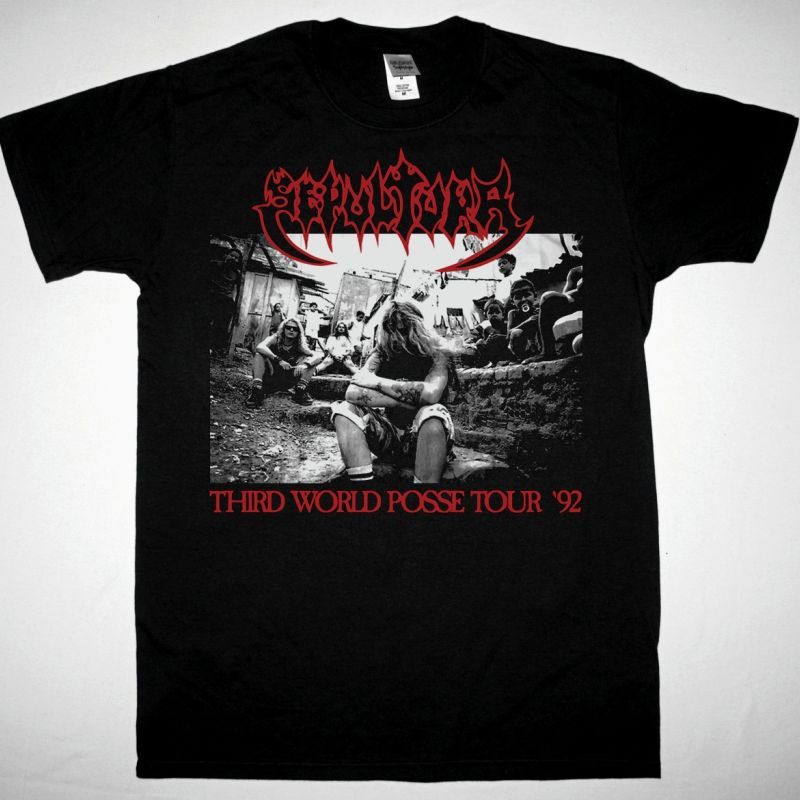 SEPULTURA THIRD WORLD POSSE TOUR 1992 NEW BLACK T SHIRT