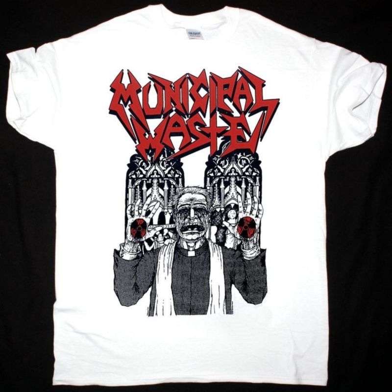 MUNICIPAL WASTE PRIEST NEW WHITE T-SHIRT