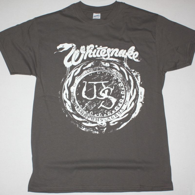 WHITESNAKE DISTRESSED LOGO NEW GREY CHARCOAL T-SHIRT