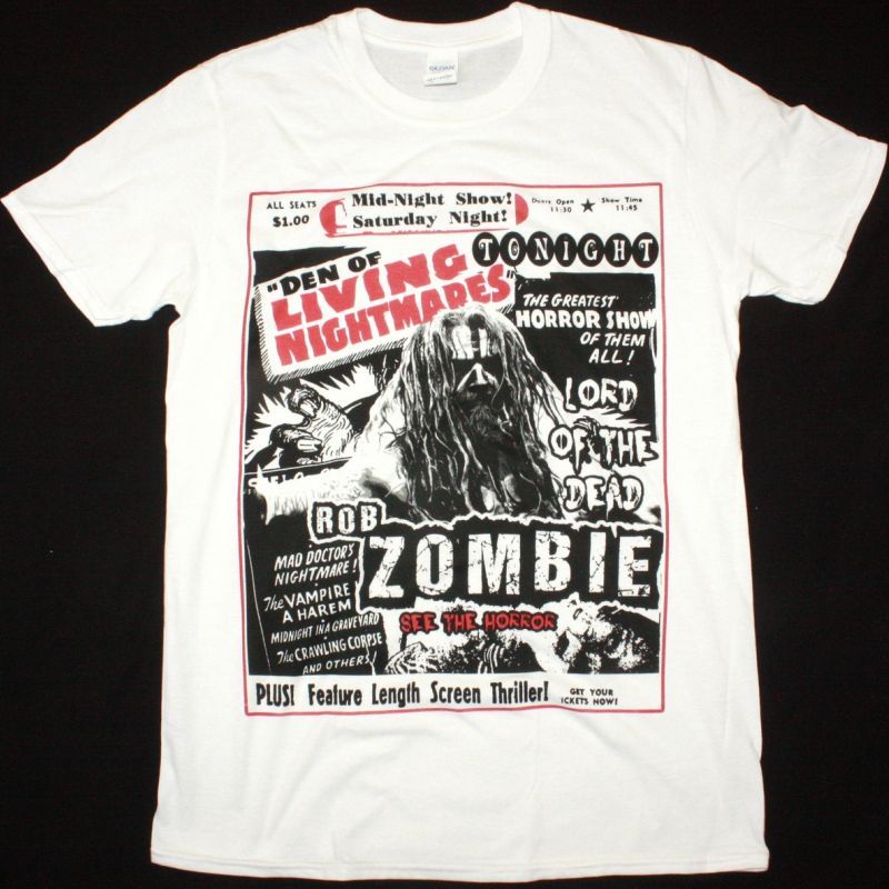 ROB ZOMBIE LIVING NIGHTMARES NEW WHITE T SHIRT