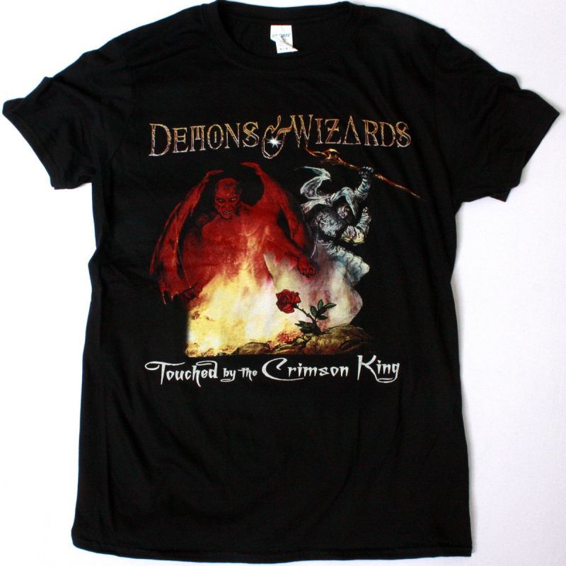 DEMONS & WIZARDS TOUCHED BY THE CRIMSON KING NEW BLACK T-SHIRT