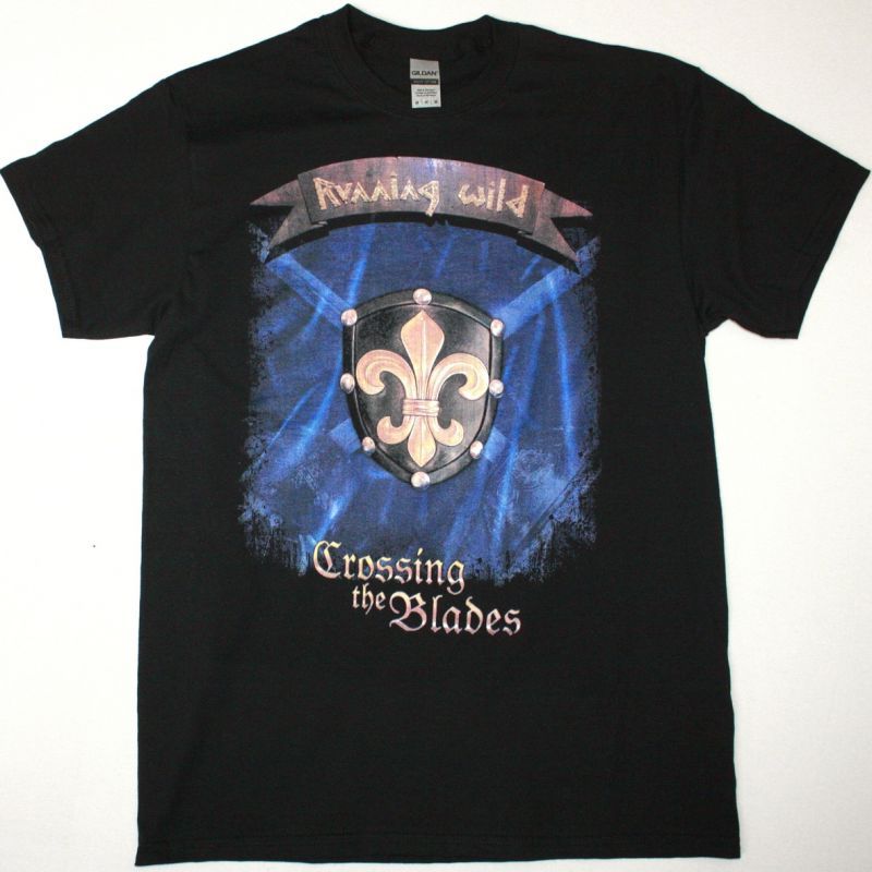 RUNNING WILD CROSSING THE BLADES NEW BLACK T SHIRT